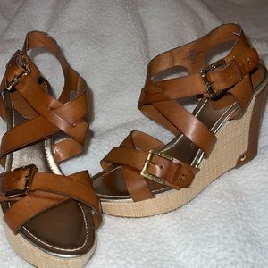 Brown platform wedges